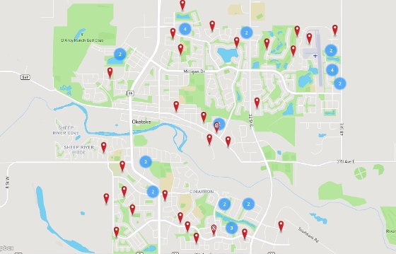 Okotoks homes for sale by map